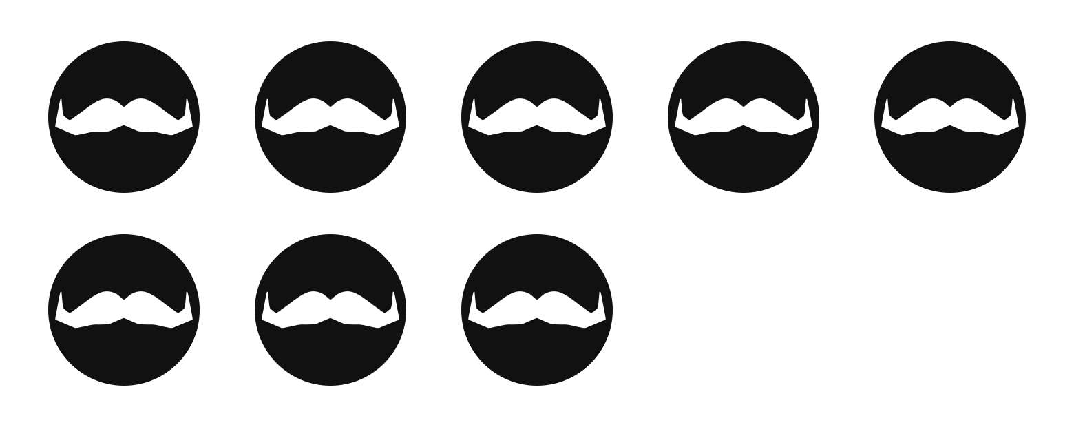 Ten moustache icons, eight filled and two faded — almost eight in ten